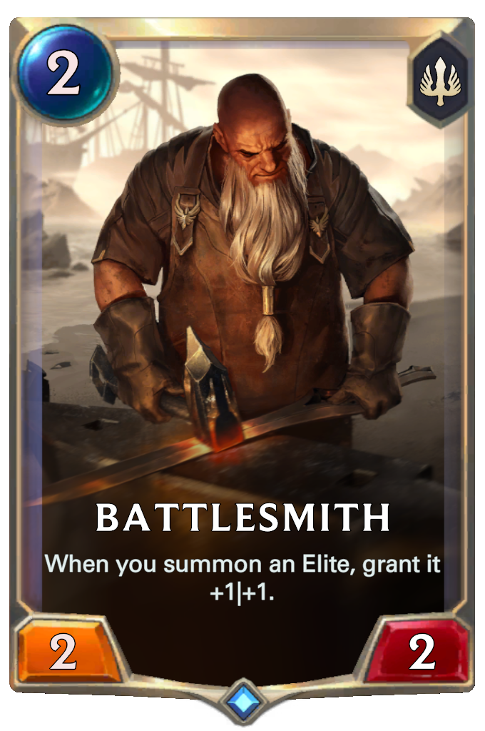 Battlesmith. When you summon an Elite, grant it +1|+1.