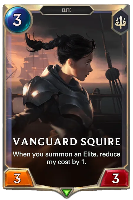 Vanguard Squire. When you summon an Elite, reduce my cost by 1.