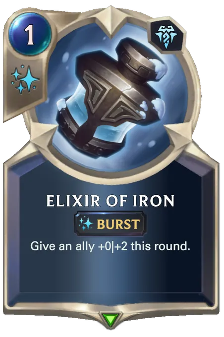 Elixir of Iron. Give an ally +0|+2 this round.