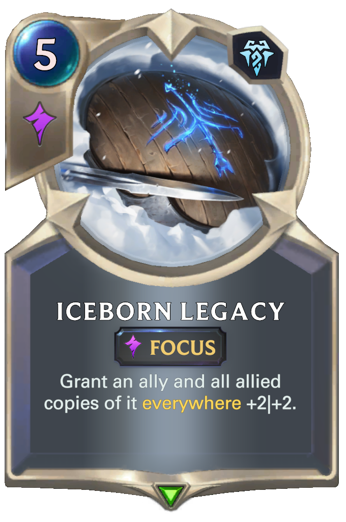 Iceborn Legacy. Grant an ally and all allied copies of it everywhere +2|+2.