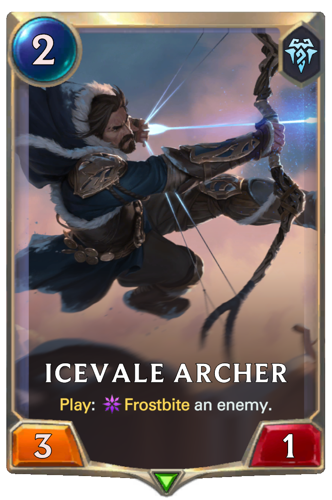 Icevale Archer. Play: Frostbite an enemy.