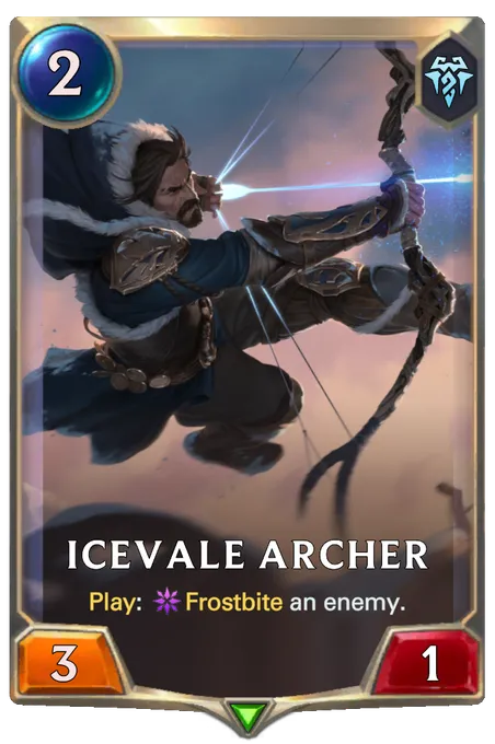 Icevale Archer. Play: Frostbite an enemy.
