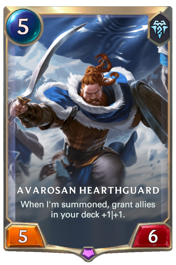 Avarosan Hearthguard . When I'm summoned, grant allies in your deck +1|+1.