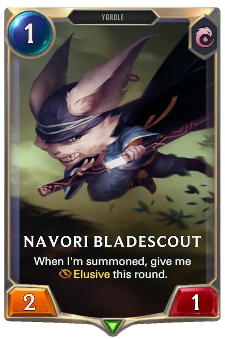 Navori Bladescout. When I'm summoned, give me Elusive this round.
