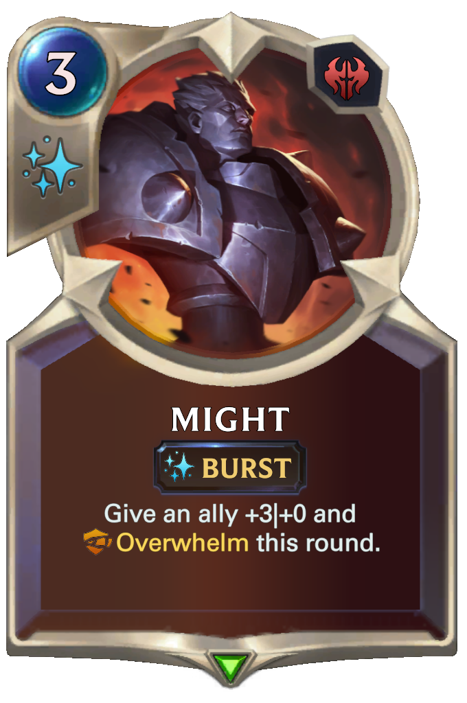 Might. Give an ally +3|+0 and Overwhelm this round.