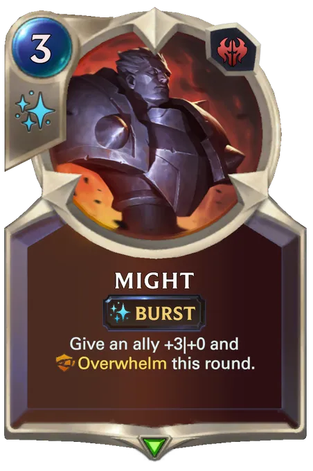Might. Give an ally +3|+0 and Overwhelm this round.