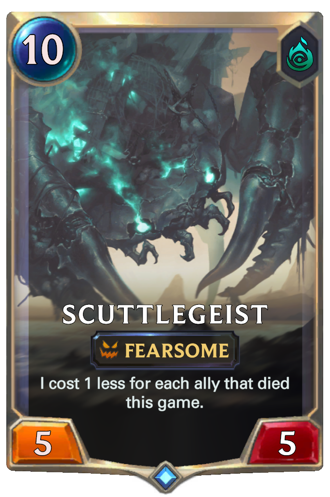 Scuttlegeist. I cost 1 less for each ally that died this game.