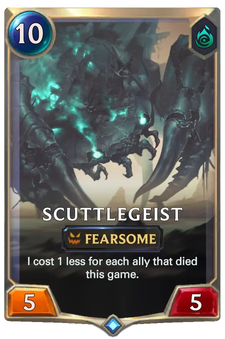 Scuttlegeist. I cost 1 less for each ally that died this game.