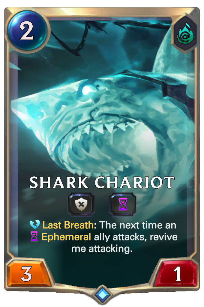 Shark Chariot. Last Breath: The next time an Ephemeral ally attacks, revive me attacking.