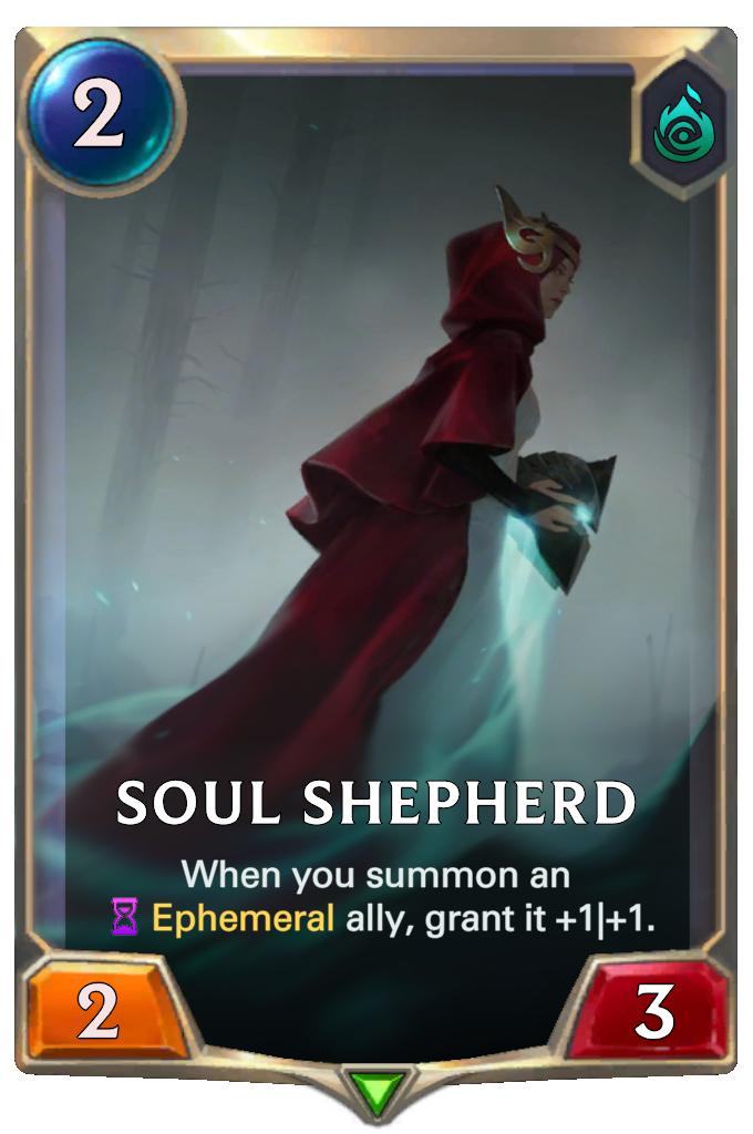 Soul Shepherd. When you summon an Ephemeral ally, grant it +1|+1.
