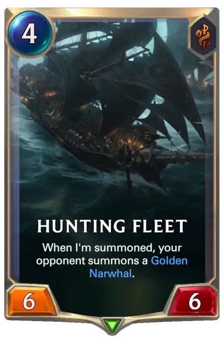 Hunting Fleet. When I'm summoned, your opponent summons a Golden Narwhal.