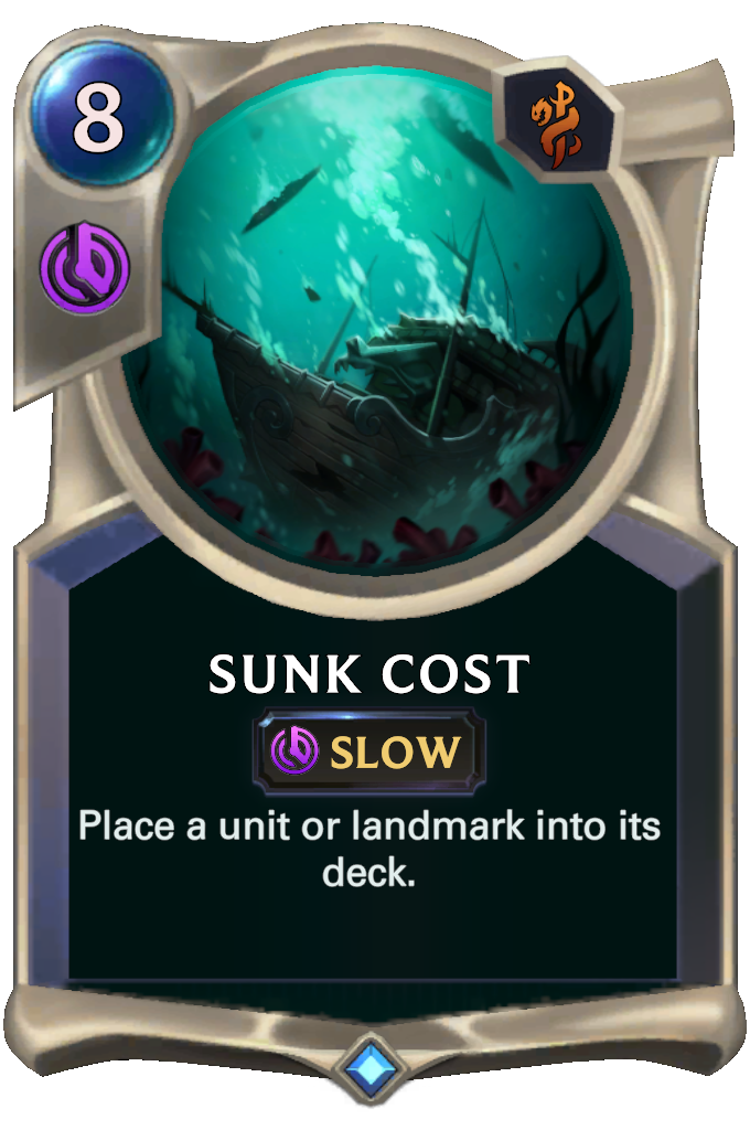 Sunk Cost. Place a unit or landmark into its deck.