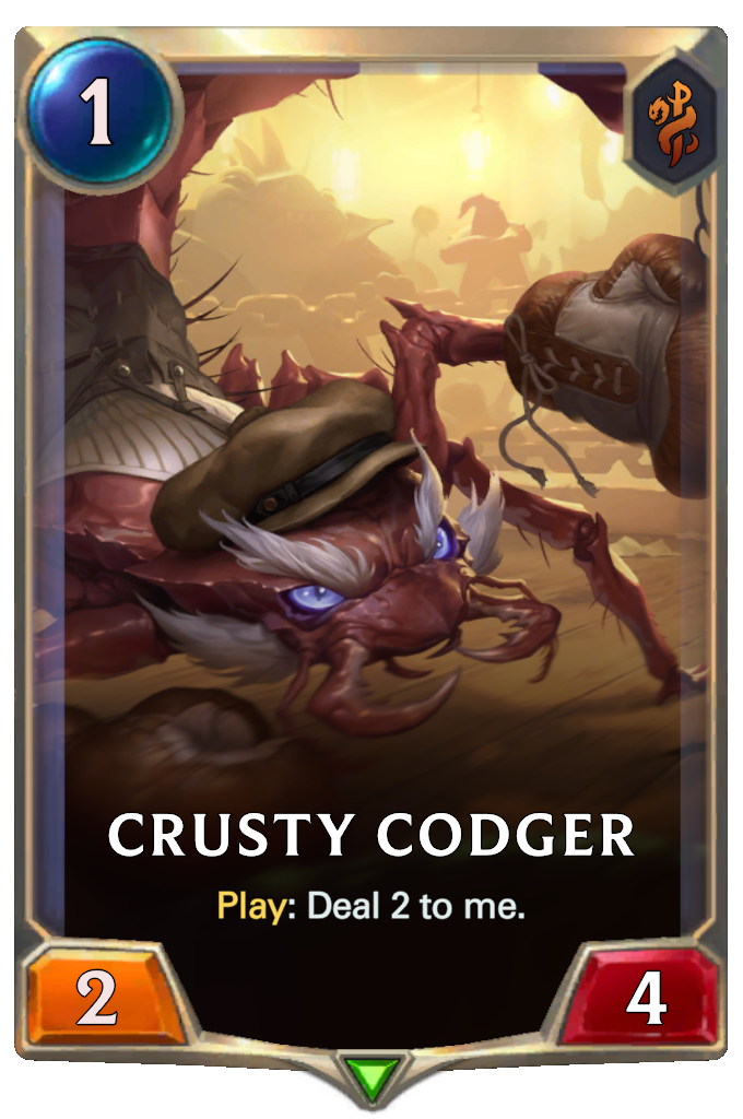 Crusty Codger. Play: Deal 2 to me.