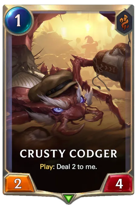 Crusty Codger. Play: Deal 2 to me.