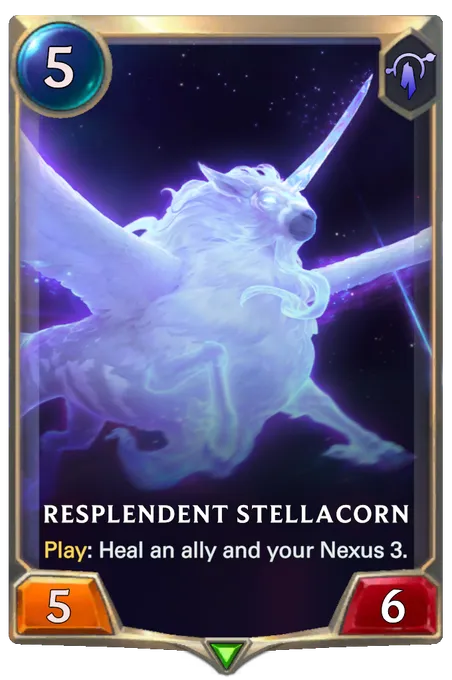 Resplendent Stellacorn. Play: Heal an ally and your Nexus 3.