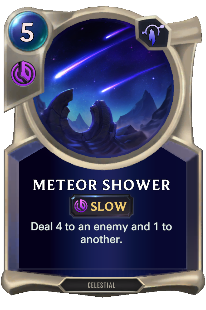 Meteor Shower. Deal 4 to an enemy and 1 to another.