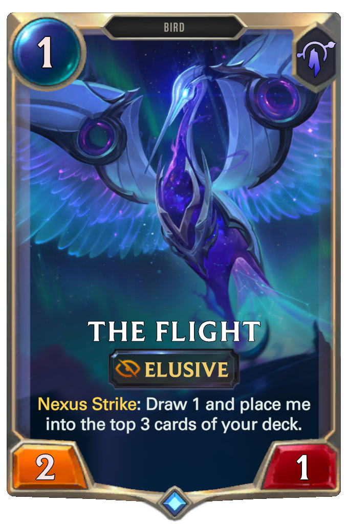 The Flight. Nexus Strike: Draw 1 and place me into the top 3 cards of your deck.