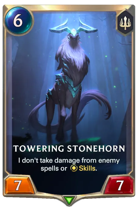 Towering Stonehorn. I don't take damage from enemy spells or Skills.