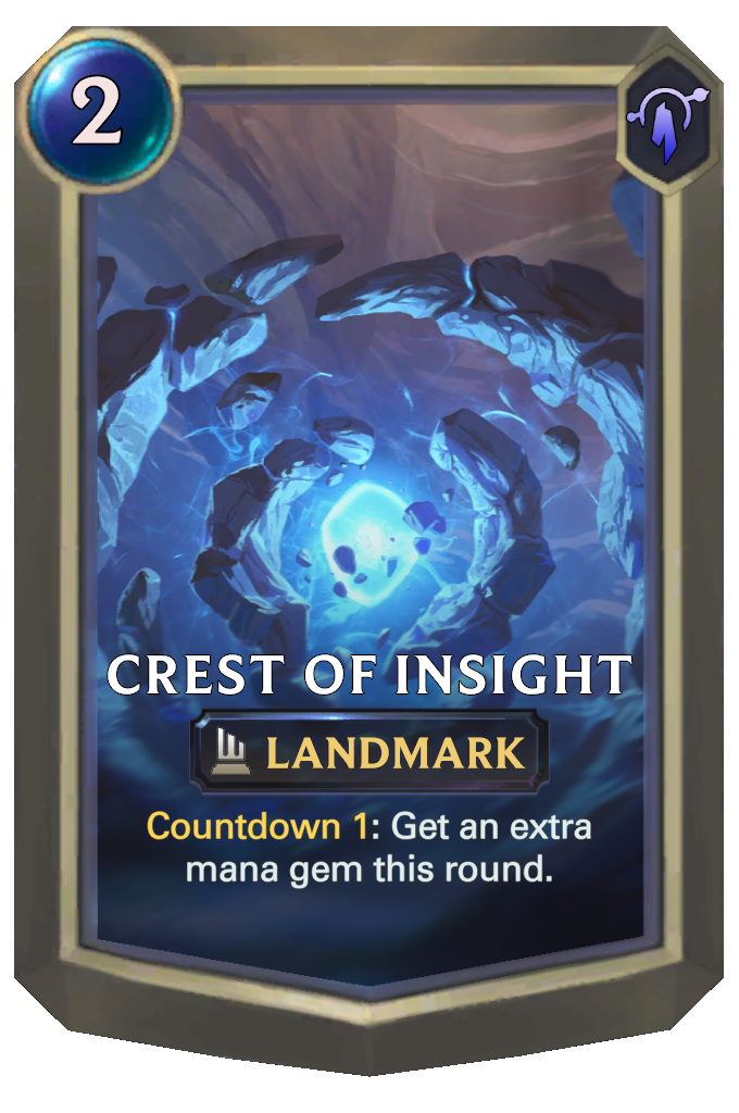 Crest of Insight. Countdown 1: Get an extra mana gem this round.