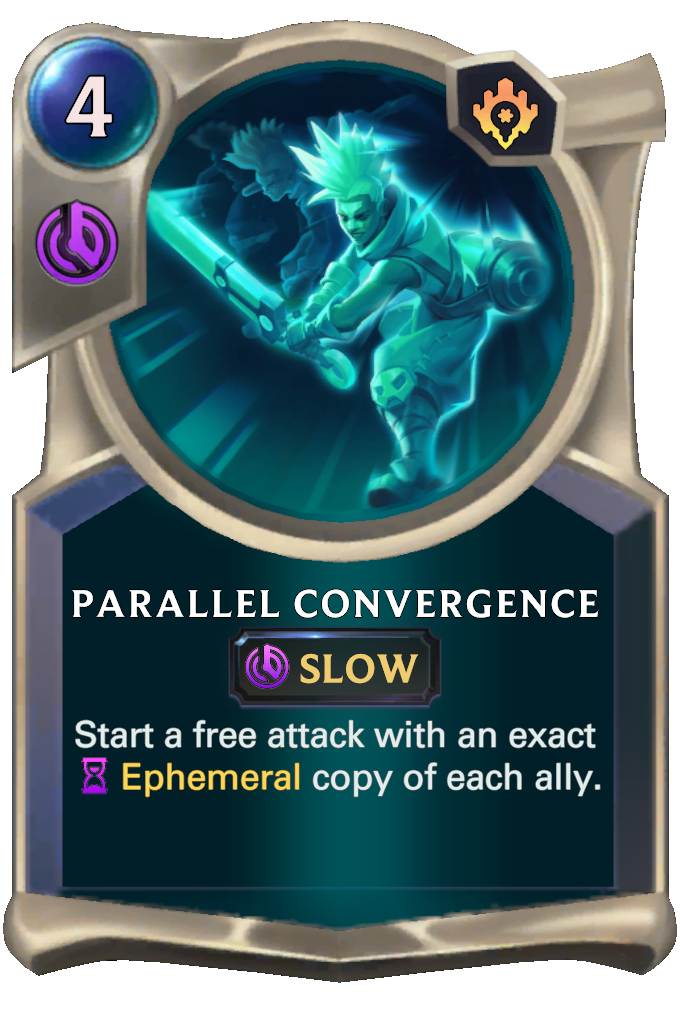Parallel Convergence. Start a free attack with an exact Ephemeral copy of each ally.