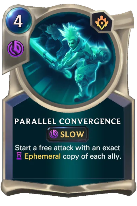 Parallel Convergence. Start a free attack with an exact Ephemeral copy of each ally.