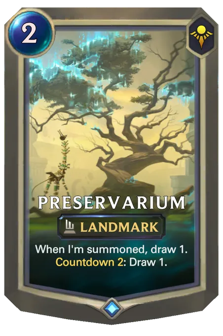 Preservarium. When I'm summoned, draw 1. Countdown 2: Draw 1.