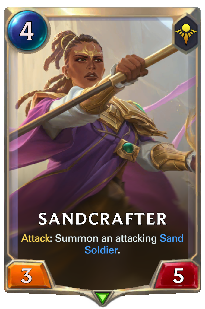 Sandcrafter. Attack: Summon an attacking Sand Soldier.