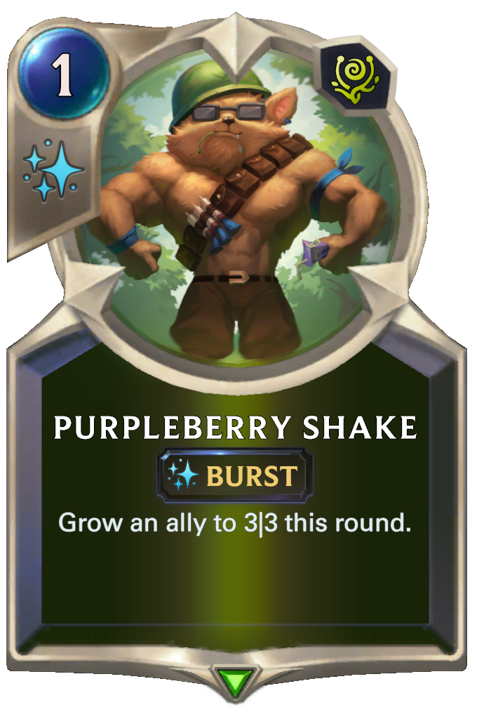 Purpleberry Shake. Grow an ally to 3|3 this round.
