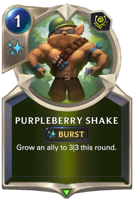 Purpleberry Shake. Grow an ally to 3|3 this round.