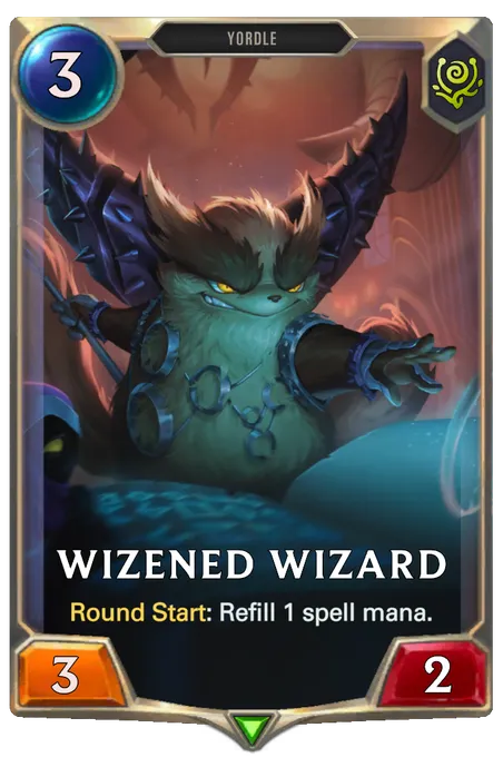Wizened Wizard. Round Start: Refill 1 spell mana.
