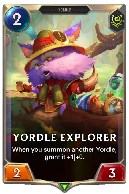 Yordle Explorer. When you summon another Yordle, grant it +1|+0.