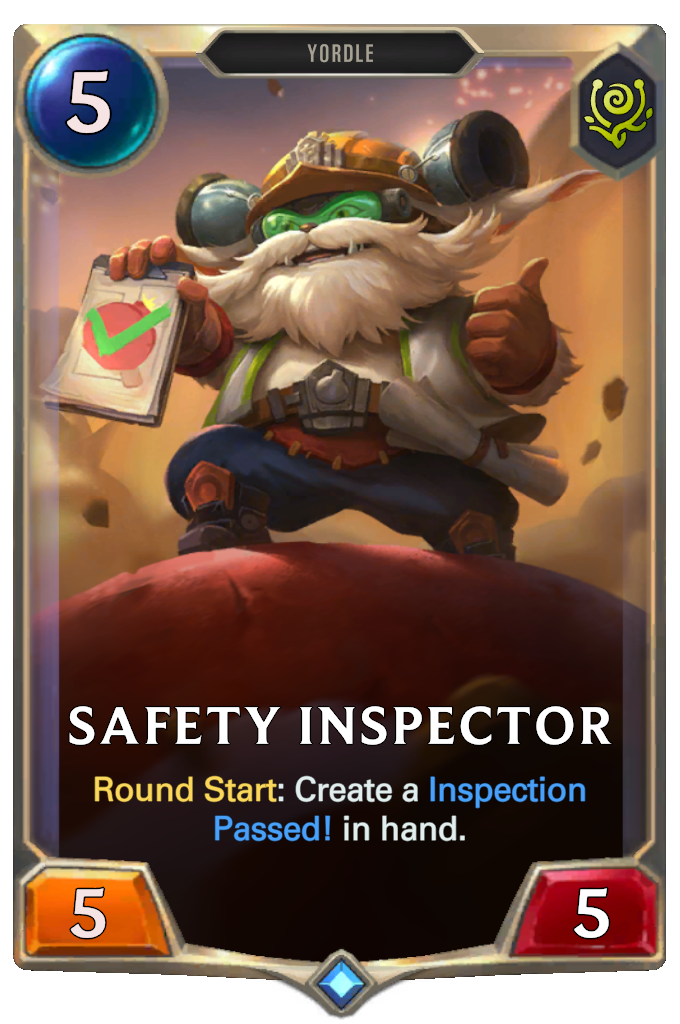 Safety Inspector. Round Start: Create a Inspection Passed! in hand.