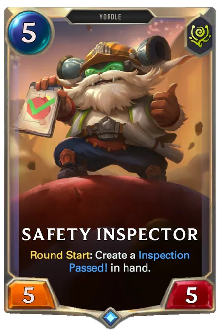 Safety Inspector. Round Start: Create a Inspection Passed! in hand.