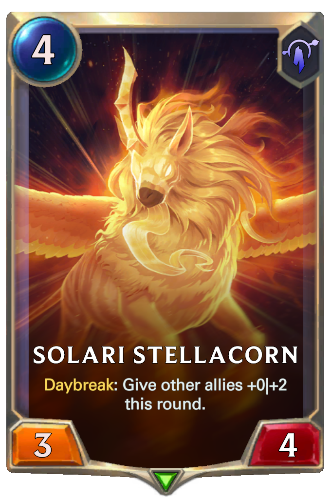 Solari Stellacorn. Daybreak: Give other allies +0|+2 this round.
