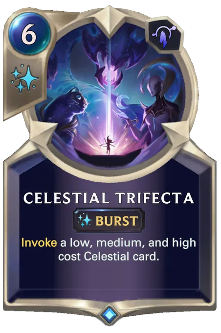 Celestial Trifecta. Invoke a low, medium, and high cost Celestial card.