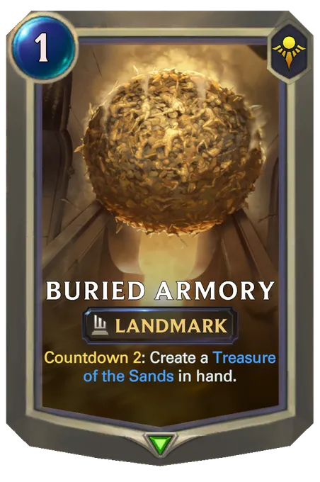 Buried Armory. Countdown 2: Create a Treasure of the Sands in hand.