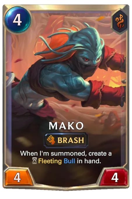 Mako. When I'm summoned, create a Fleeting Bull in hand.