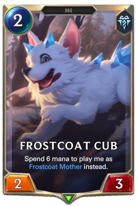 Frostcoat Cub. Spend 6 mana to play me as Frostcoat Mother instead.