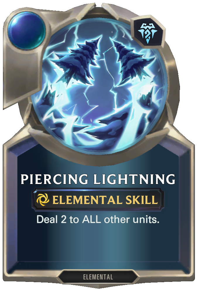 Piercing Lightning. Deal 2 to ALL other units.