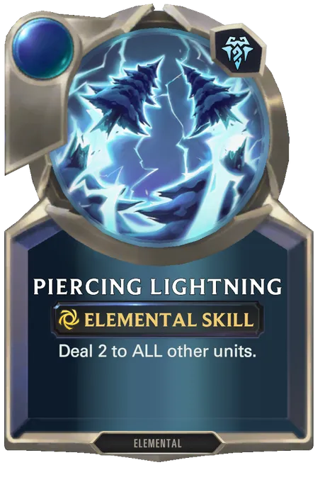 Piercing Lightning. Deal 2 to ALL other units.