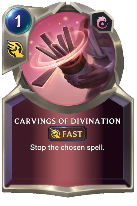 Carvings of Divination. Stop the chosen spell.