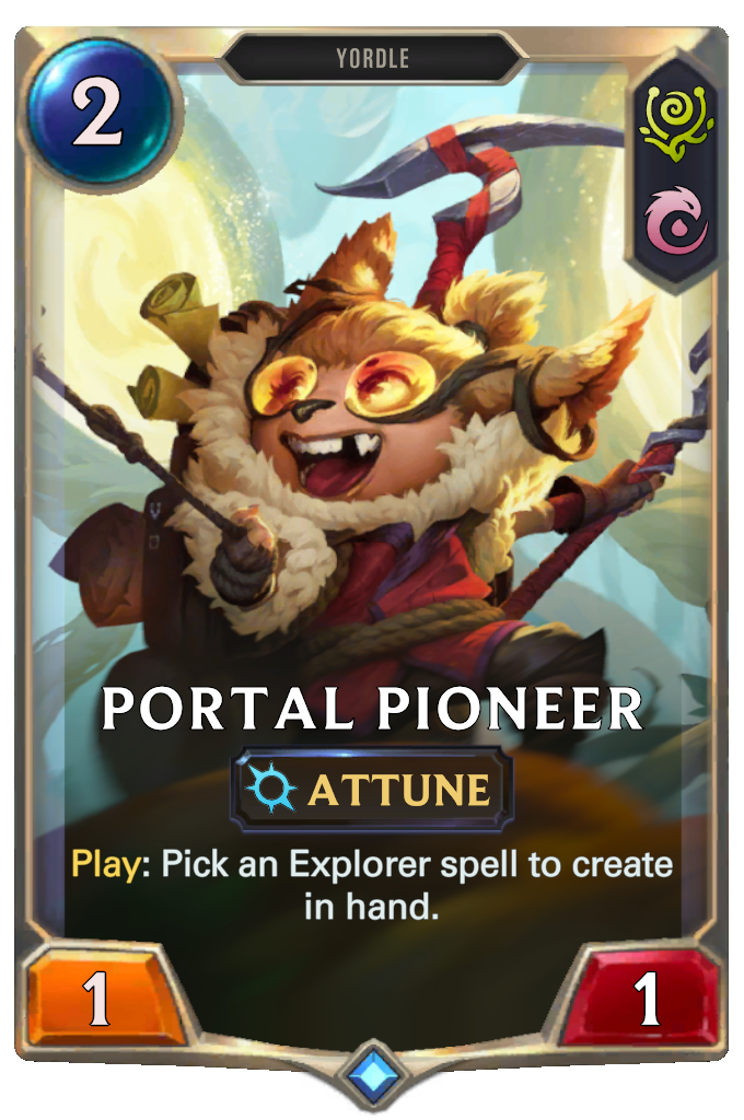 Portal Pioneer. Play: Pick an Explorer spell to create in hand.