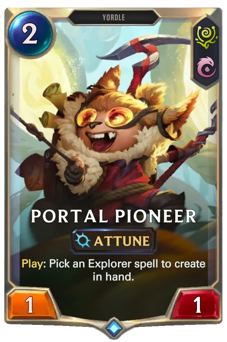 Portal Pioneer. Play: Pick an Explorer spell to create in hand.