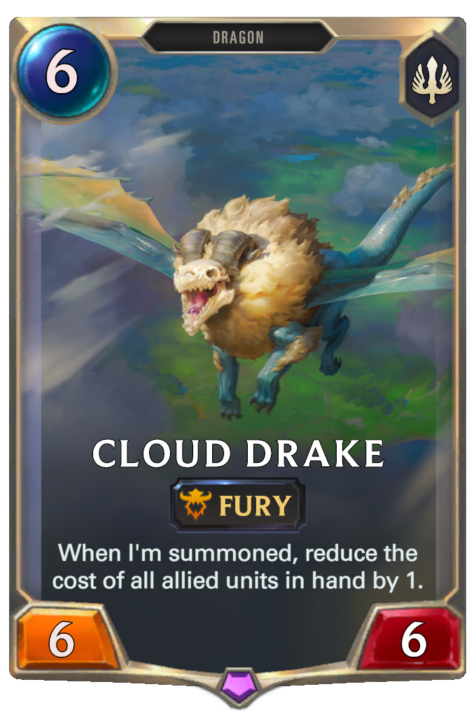 Cloud Drake. When I'm summoned, reduce the cost of all allied units in hand by 1.