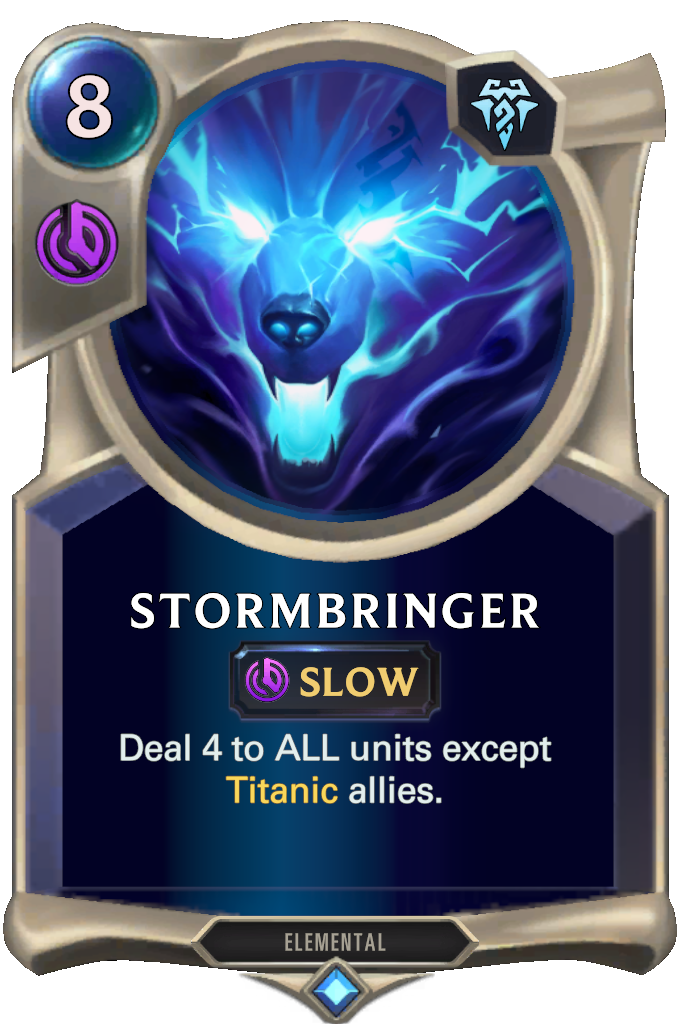 Stormbringer. Deal 4 to ALL units except Titanic allies.