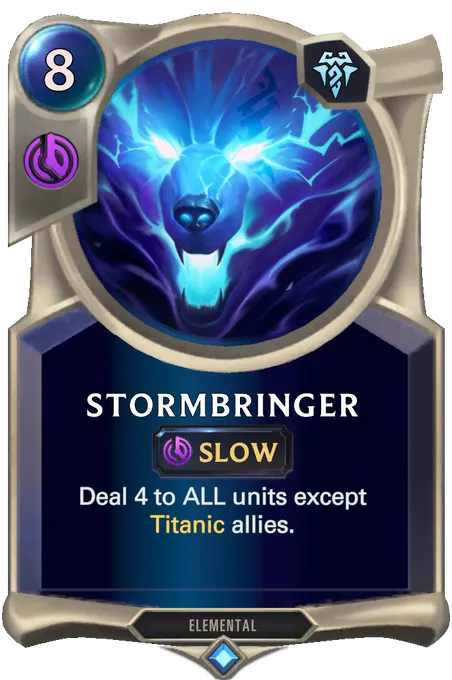 Stormbringer. Deal 4 to ALL units except Titanic allies.