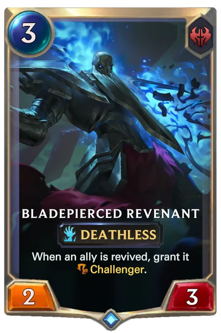Bladepierced Revenant. When an ally is revived, grant it Challenger.