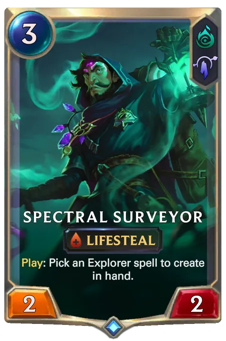 Spectral Surveyor. Play: Pick an Explorer spell to create in hand.