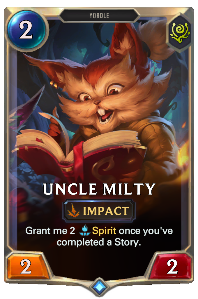 Uncle Milty. Grant me 2 Spirit once you've completed a Story.