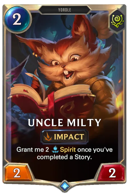 Uncle Milty. Grant me 2 Spirit once you've completed a Story.